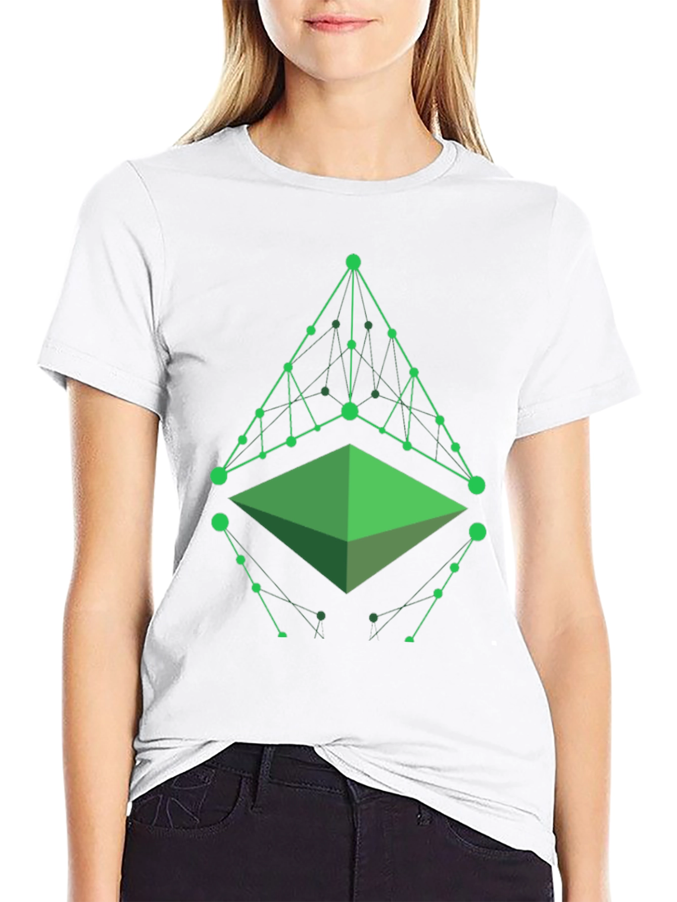 Camiseta Hombre Negra con Diseño Geométrico Verde