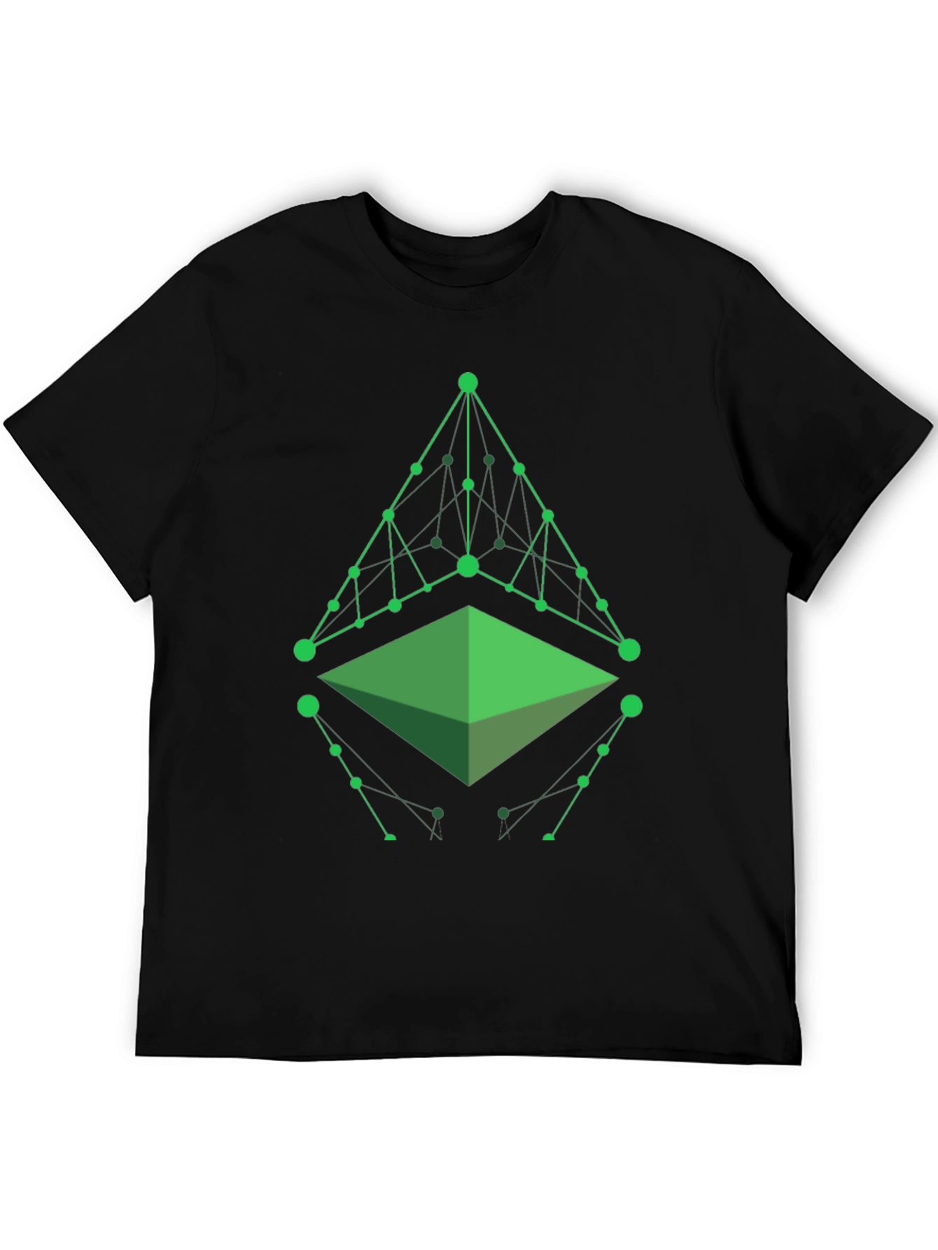 Camiseta Hombre Negra con Diseño Geométrico Verde