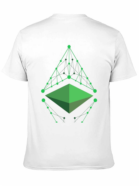 Camiseta Hombre Negra con Diseño Geométrico Verde