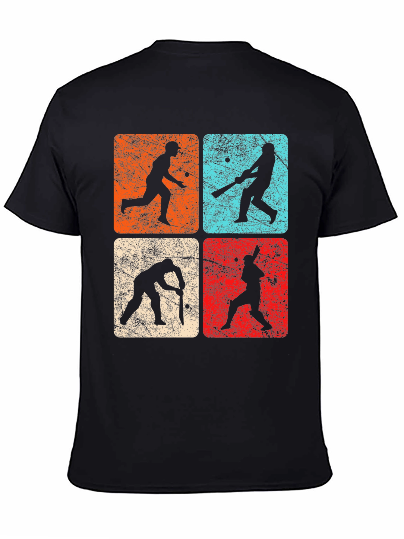 Camiseta Negra Retro Cricket para Hombre