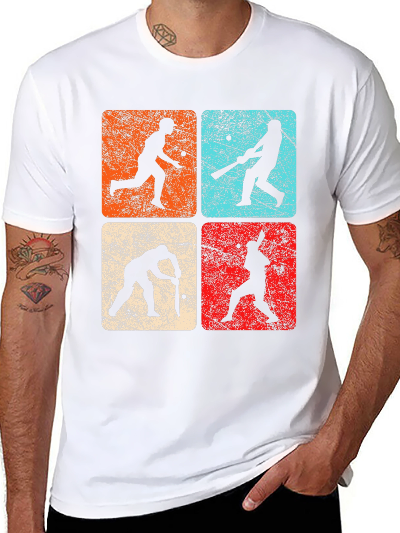 Camiseta Negra Retro Cricket para Hombre