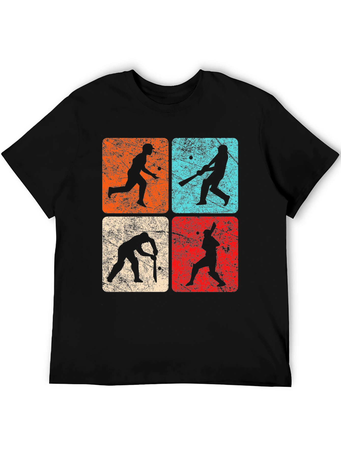 Camiseta Negra Retro Cricket para Hombre