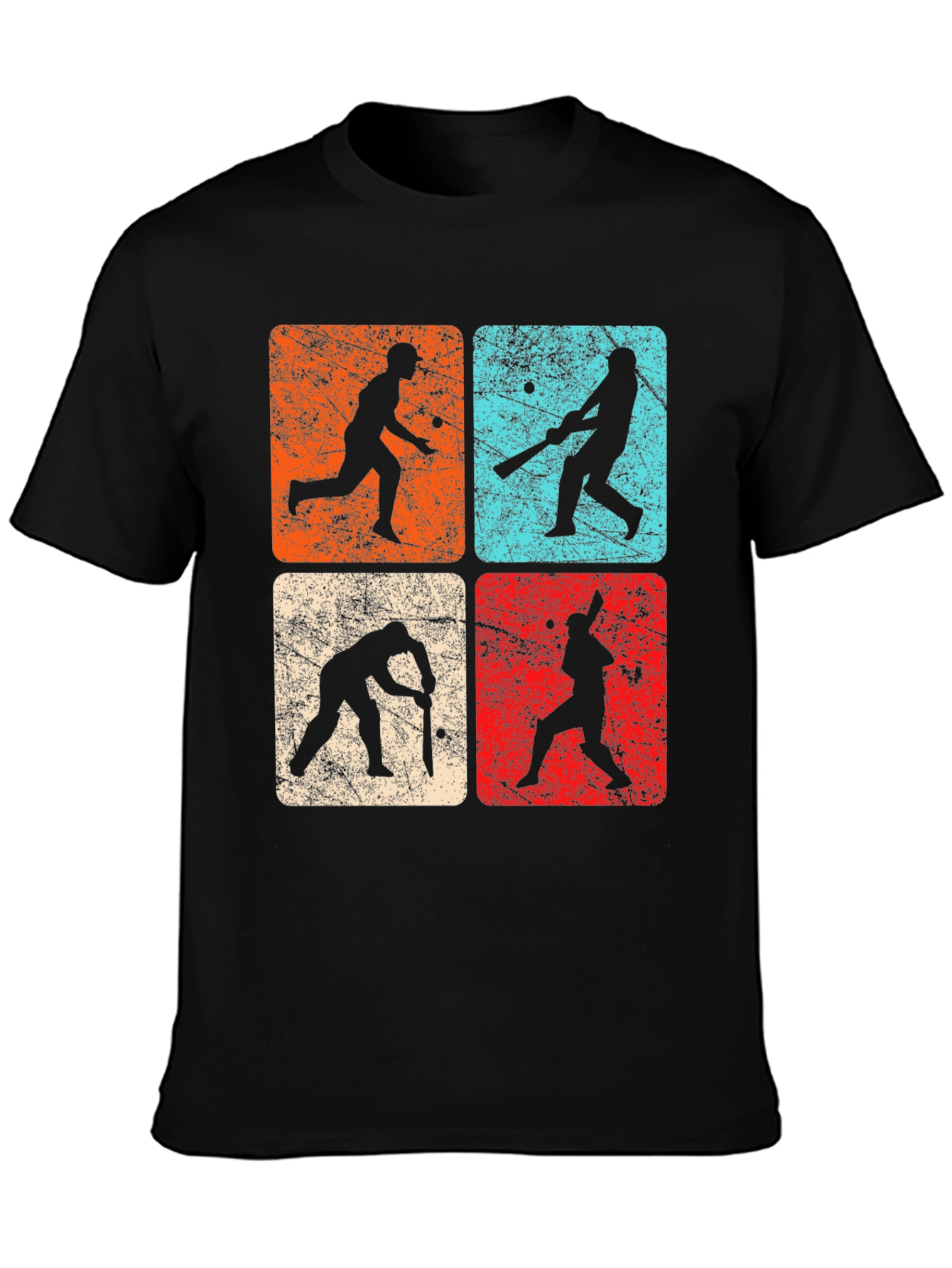 Camiseta Negra Retro Cricket para Hombre