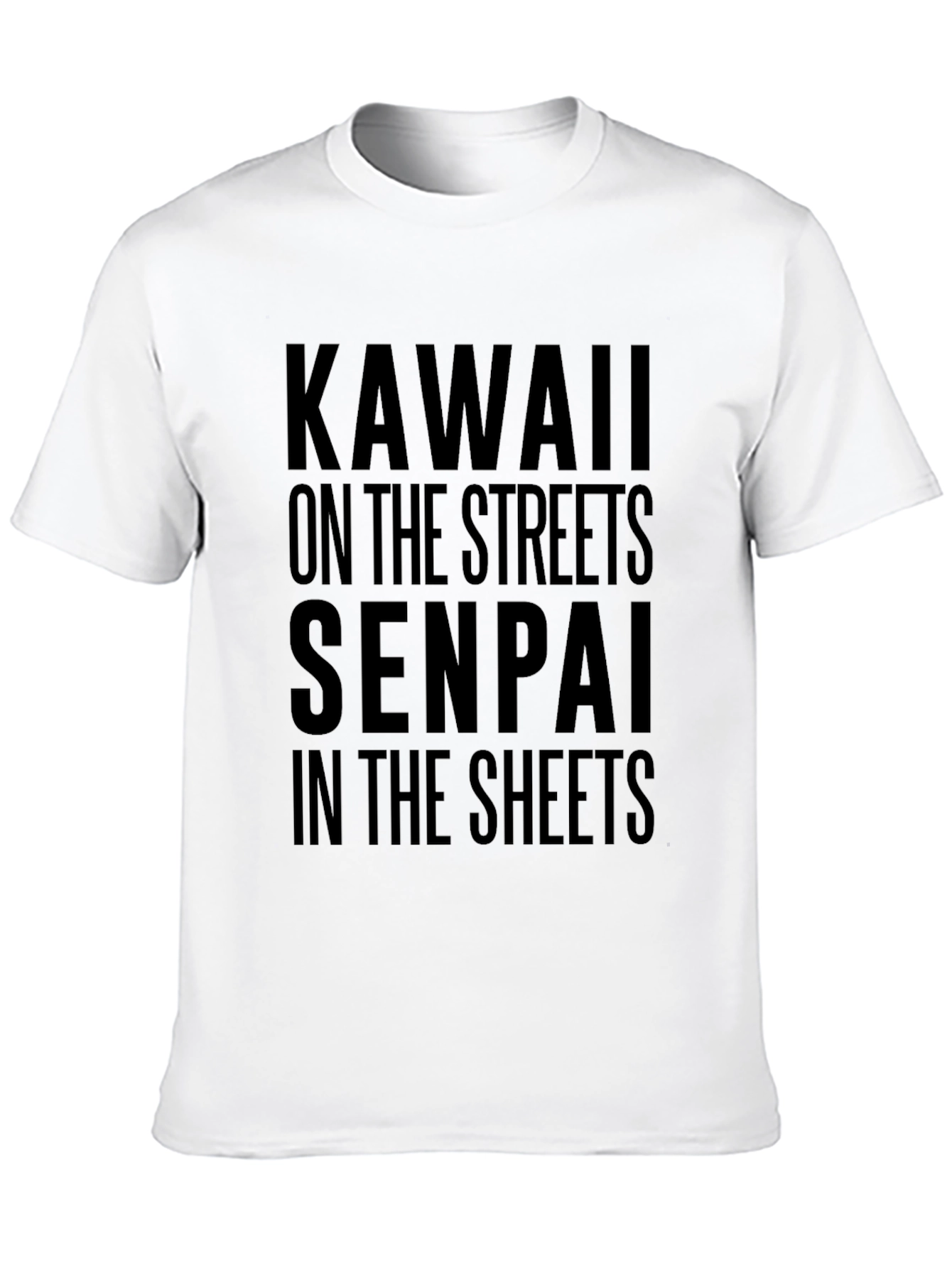 Camiseta Negra con Texto Kawaii y Senpai