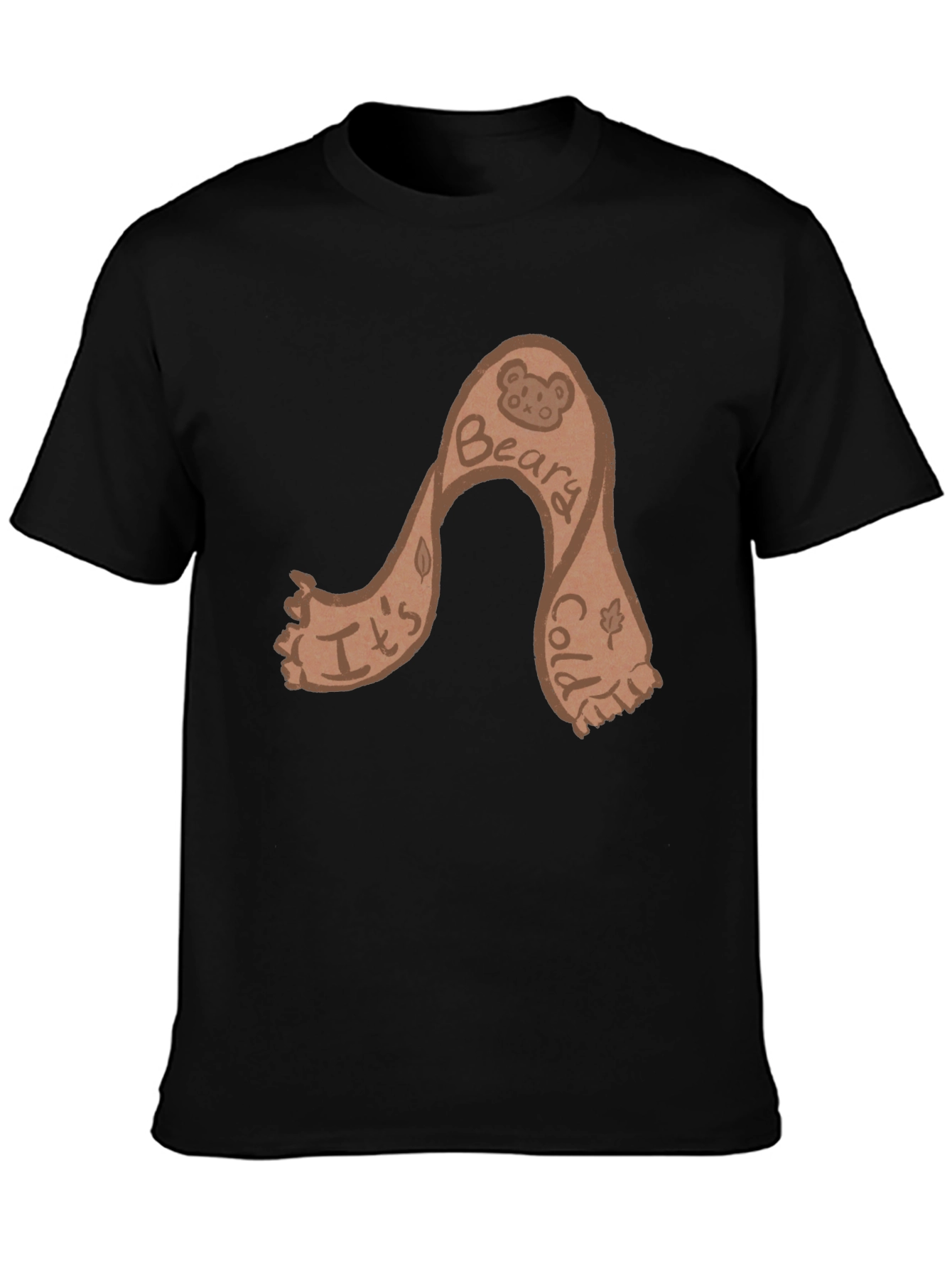 Camiseta Negra con Diseño Beary Cold Divertida