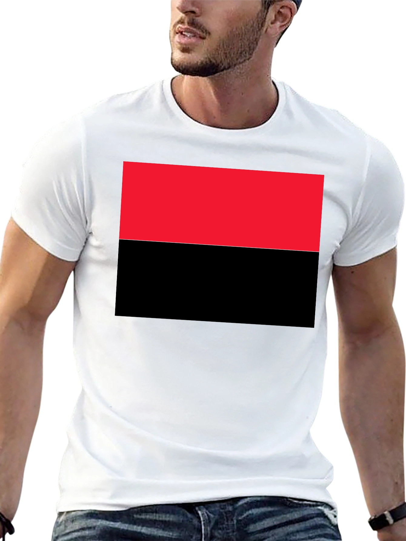 Camiseta Hombre Diseño Bandera Roja y Negra