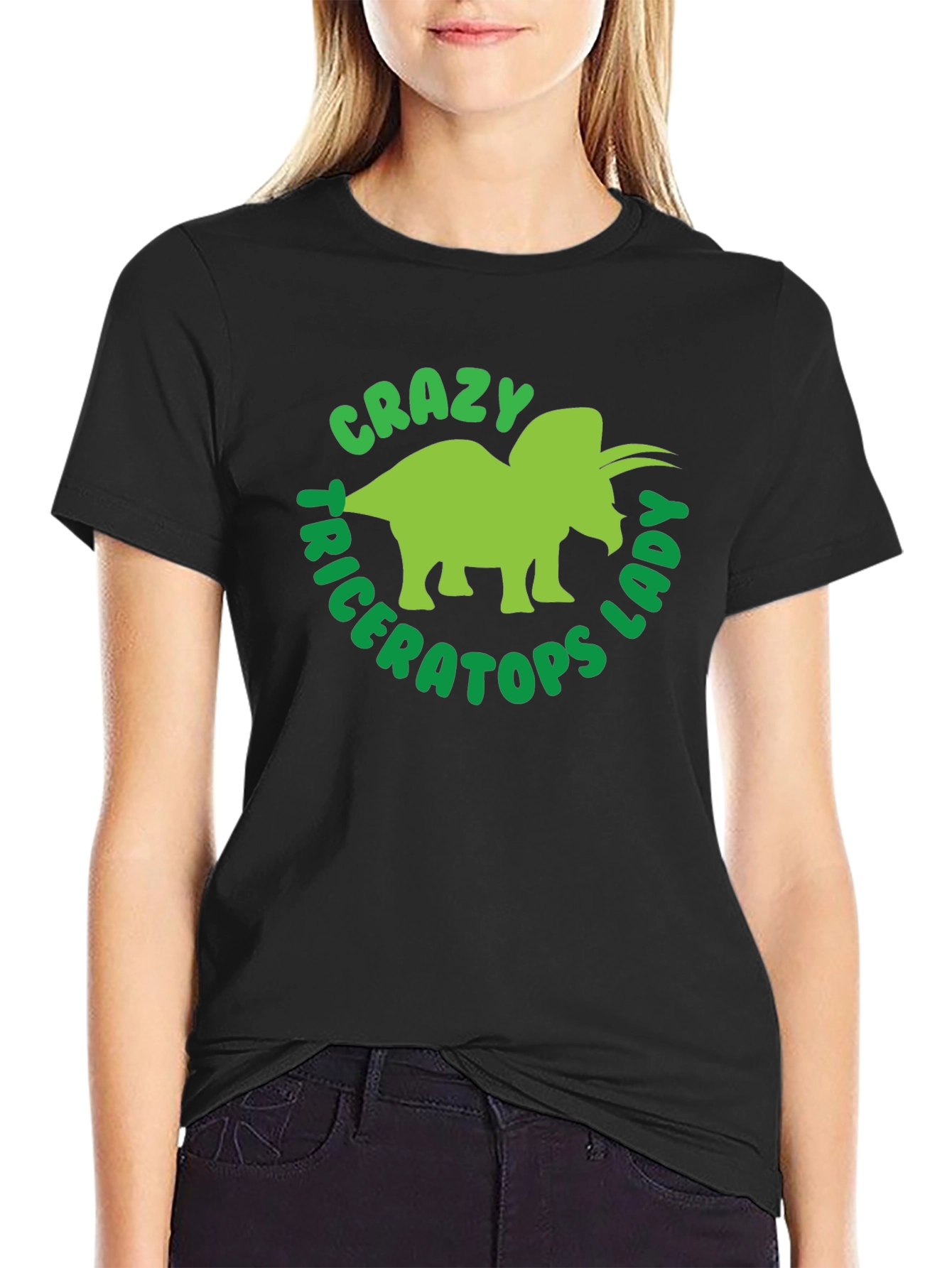 Camiseta Hombre Negra Diseño Triceratops Divertido