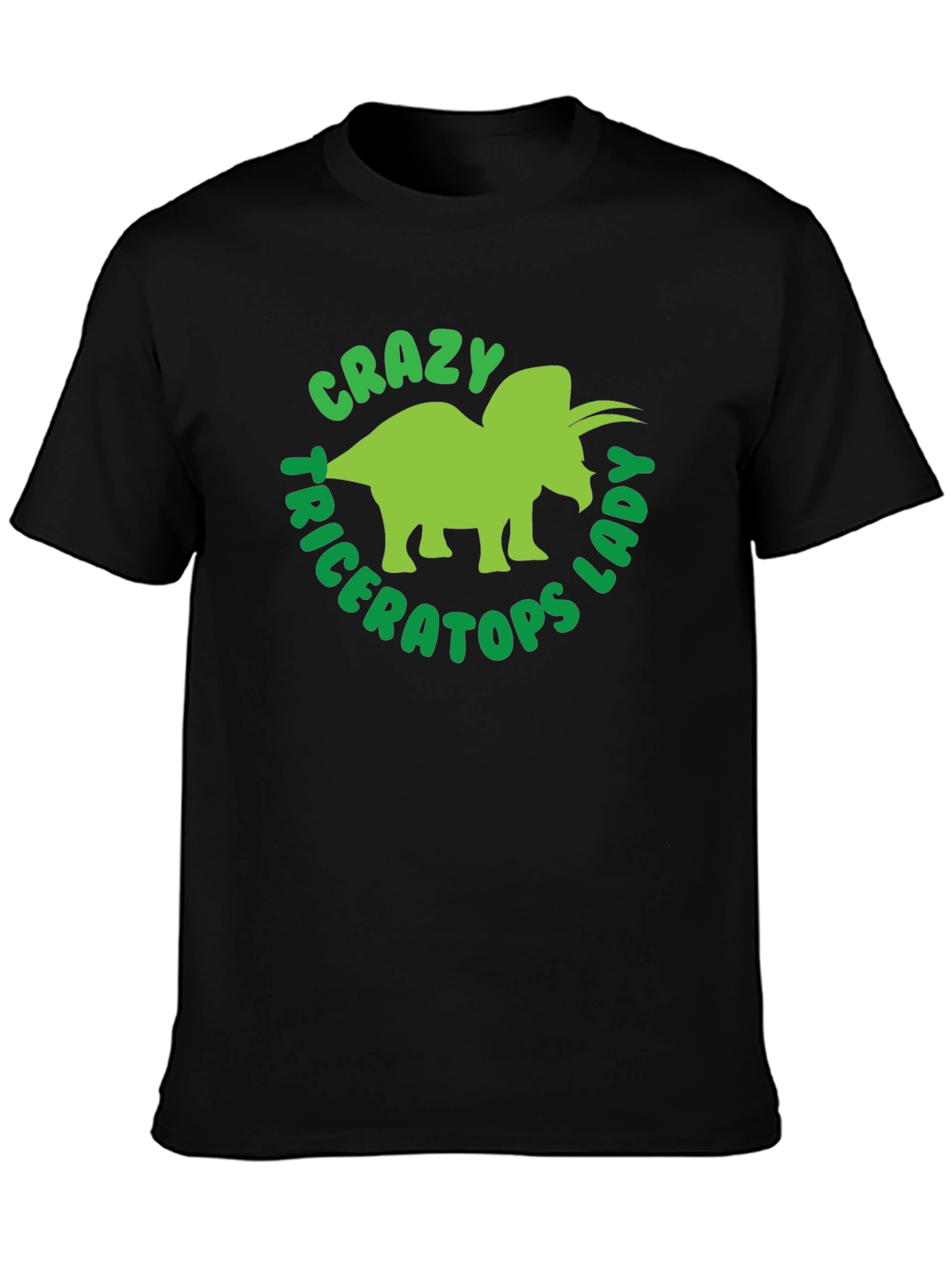 Camiseta Hombre Negra Diseño Triceratops Divertido