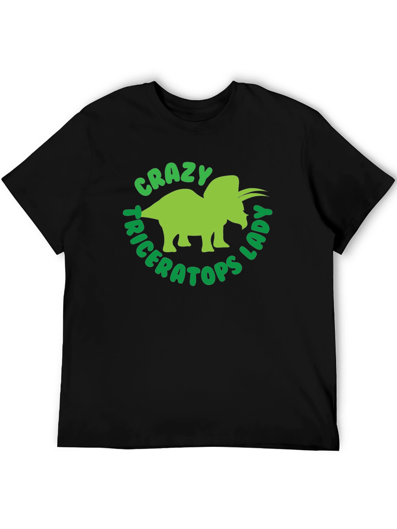 Camiseta Hombre Negra Diseño Triceratops Divertido