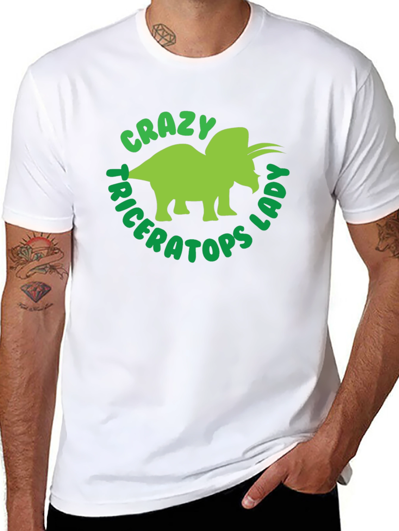 Camiseta Hombre Negra Diseño Triceratops Divertido