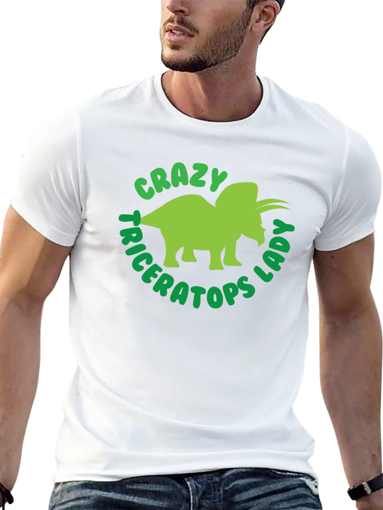 Camiseta Hombre Negra Diseño Triceratops Divertido
