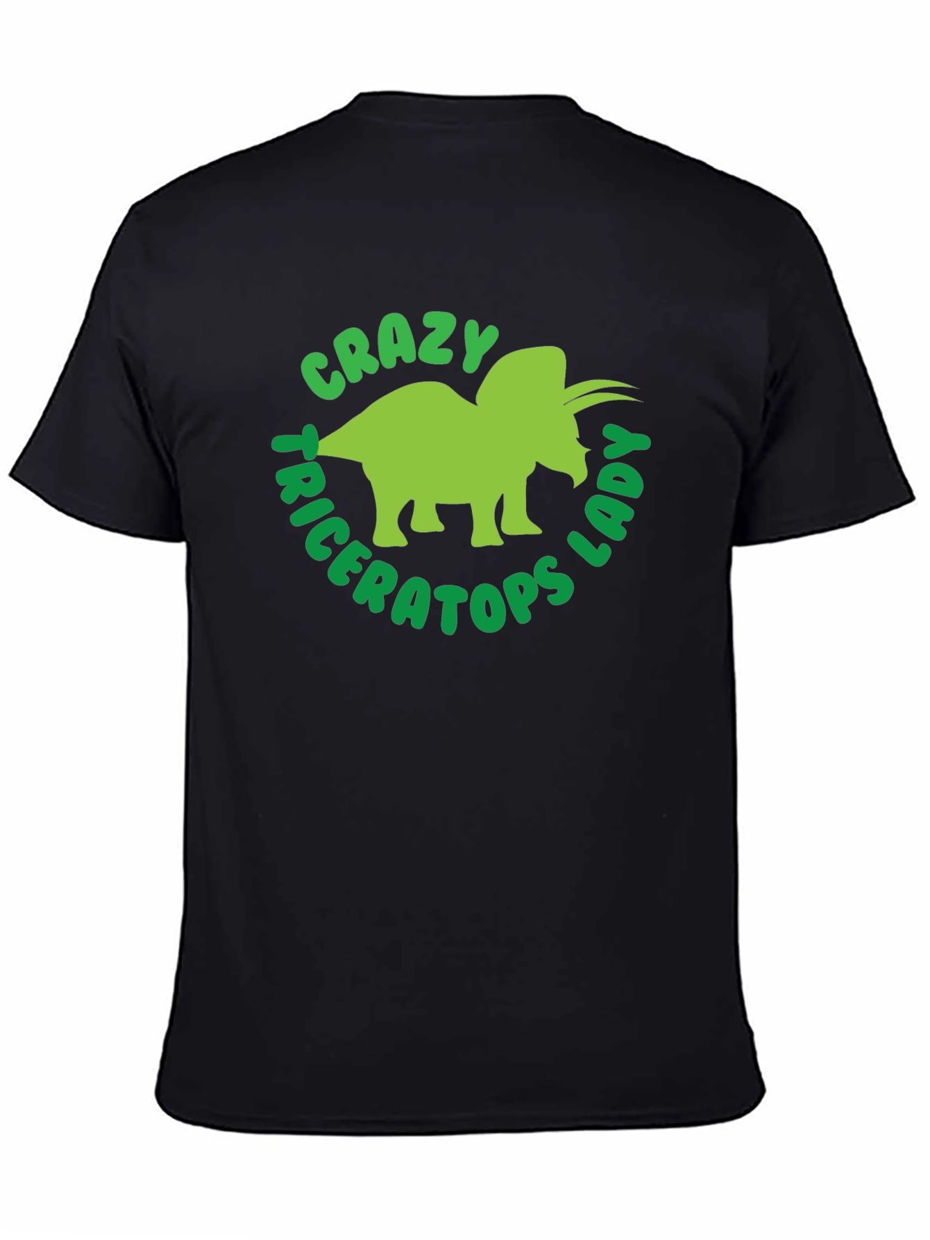 Camiseta Hombre Negra Diseño Triceratops Divertido