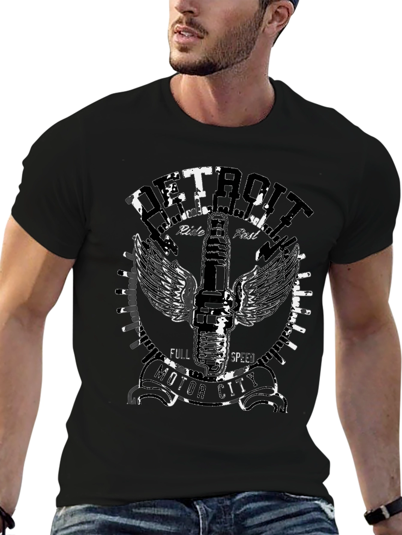 Camiseta Negra Detroit Motor City