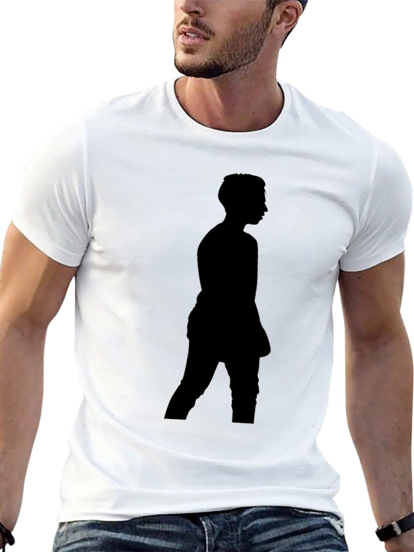 Camiseta Negra con Silueta Hombre Casual