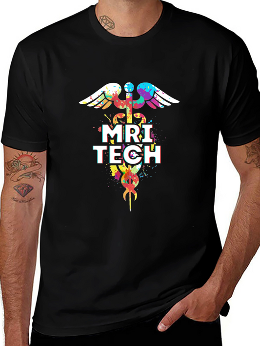 Camiseta Negra con Diseño MRI Tech Acuarela