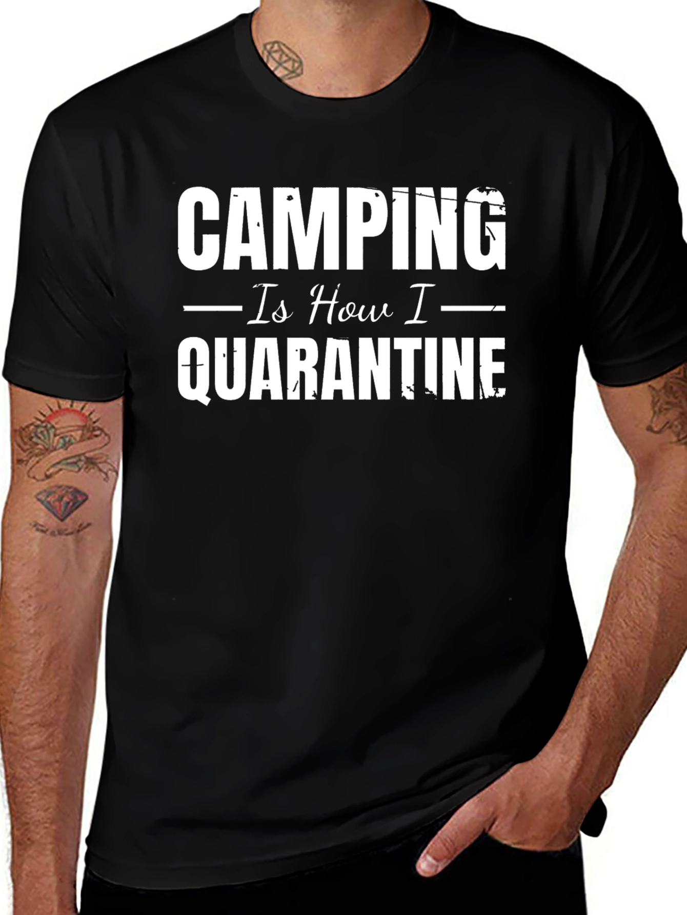 Camiseta Negra: Camping Así es Como Hago la Cuarentena