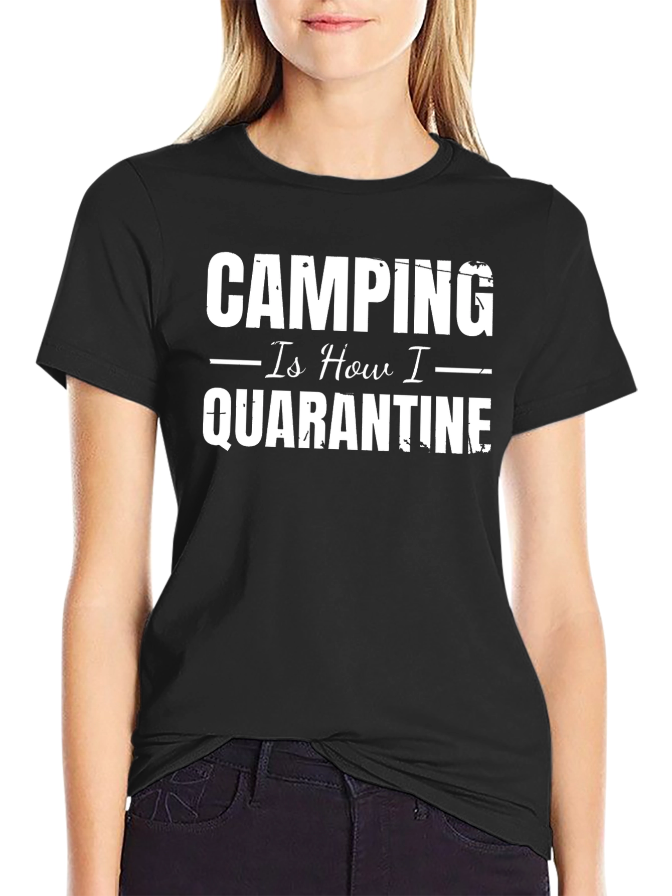 Camiseta Negra: Camping Así es Como Hago la Cuarentena
