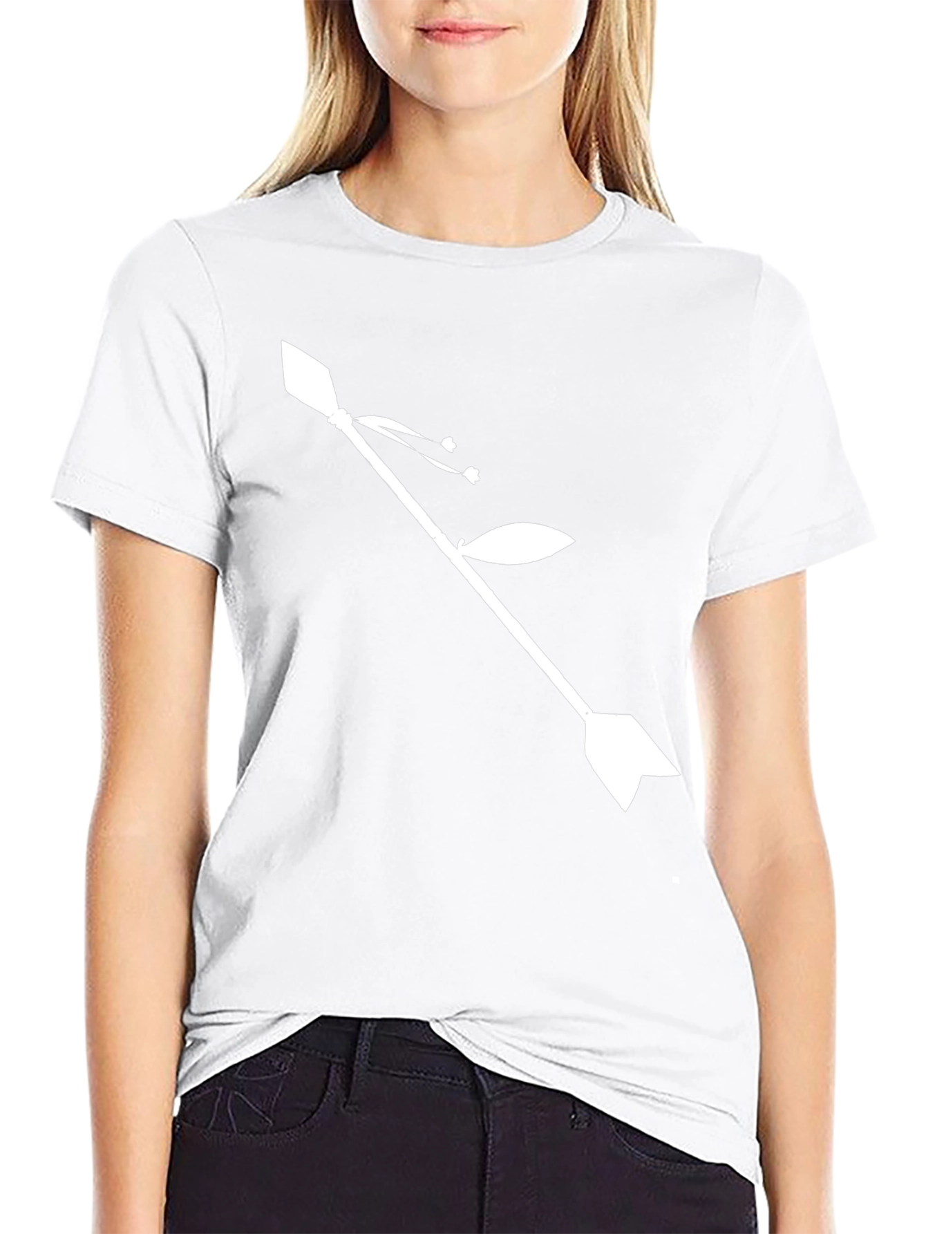 Camiseta Negra con Diseño de Flecha Floral