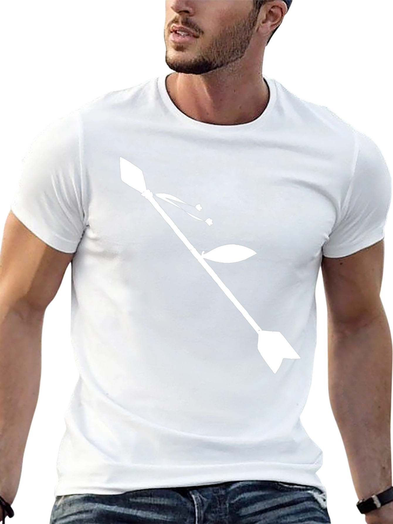 Camiseta Negra con Diseño de Flecha Floral