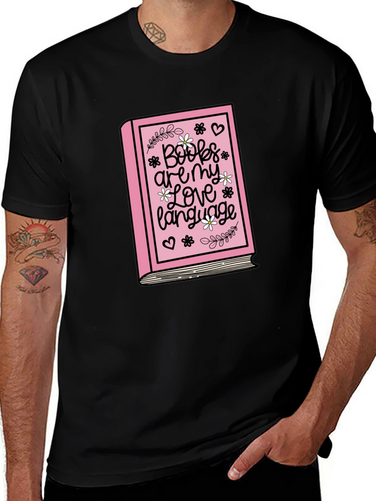 Camiseta Negra con Estampado Libro de Amor