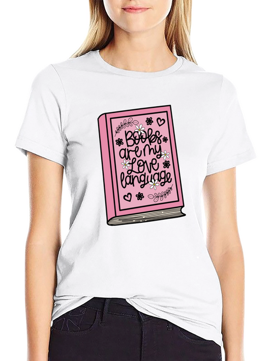 Camiseta Negra con Estampado Libro de Amor