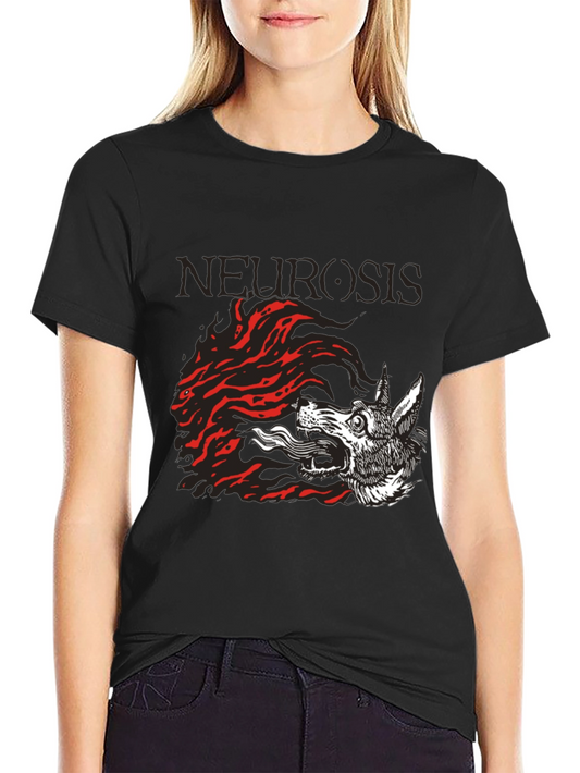 Camiseta Negra Neurosis Lobo Fuego Unisex