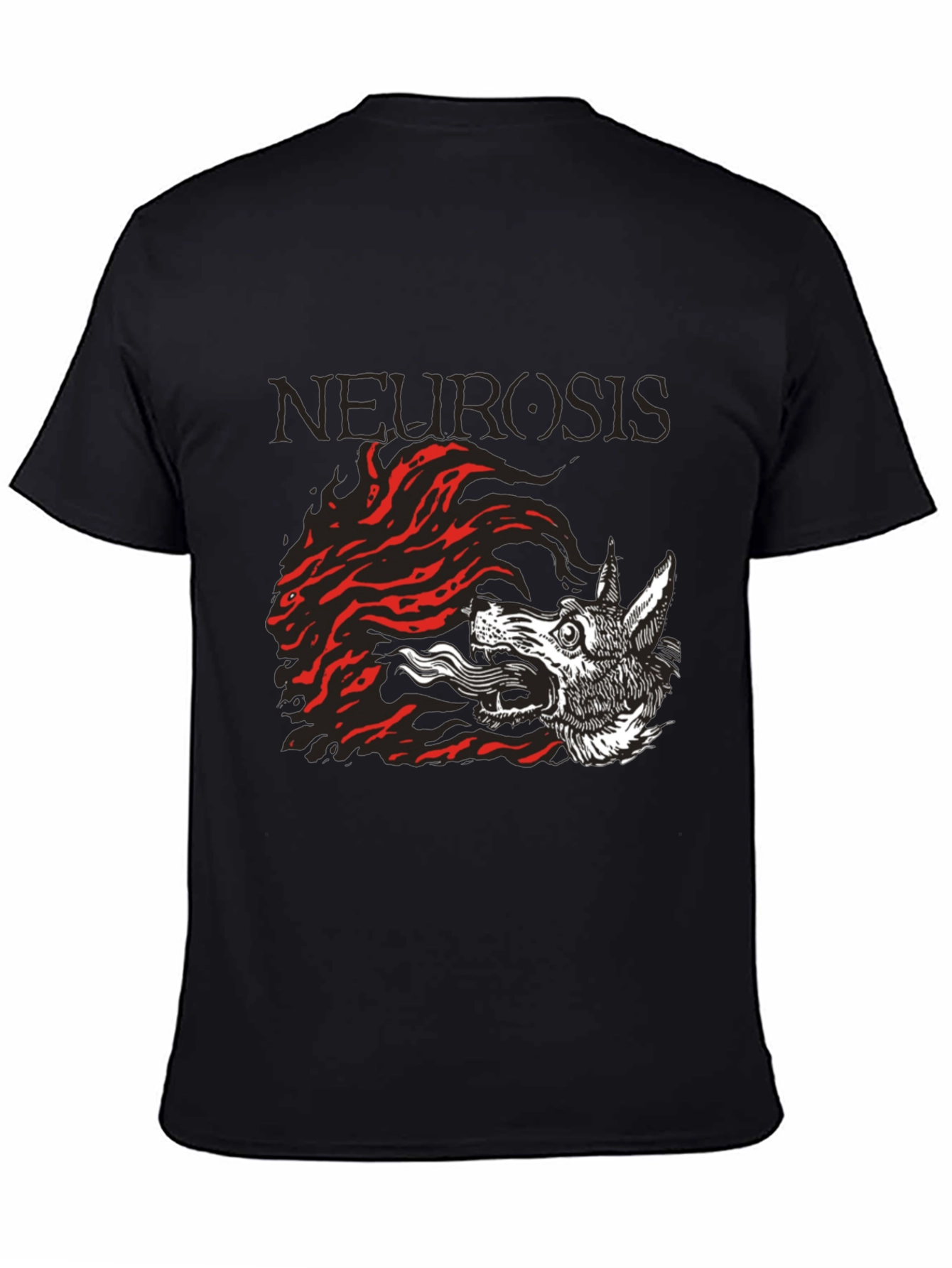 Camiseta Negra Neurosis Lobo Fuego Unisex