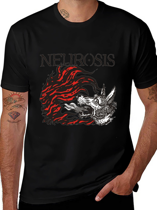 Camiseta Negra Neurosis Lobo Fuego Unisex