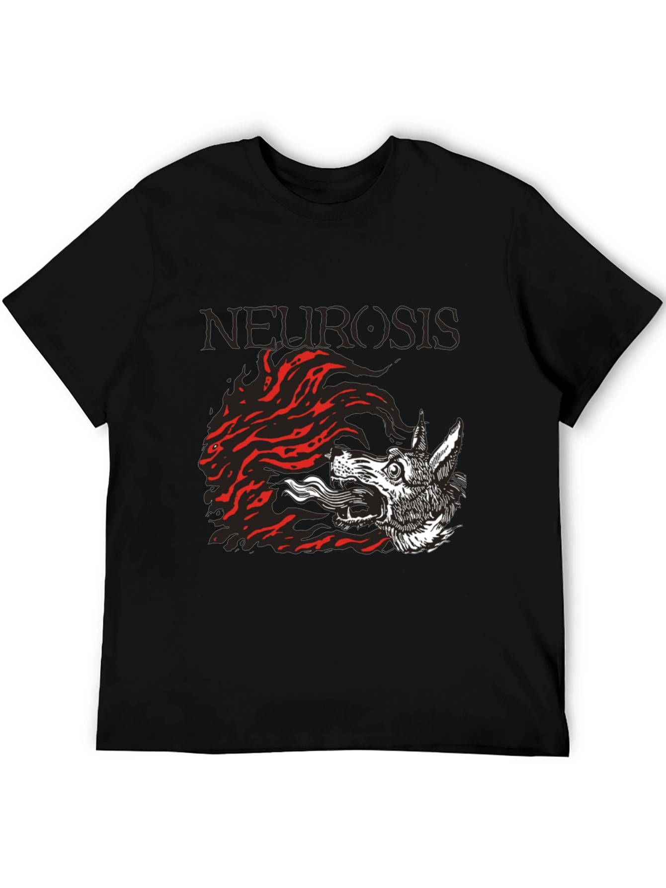 Camiseta Negra Neurosis Lobo Fuego Unisex
