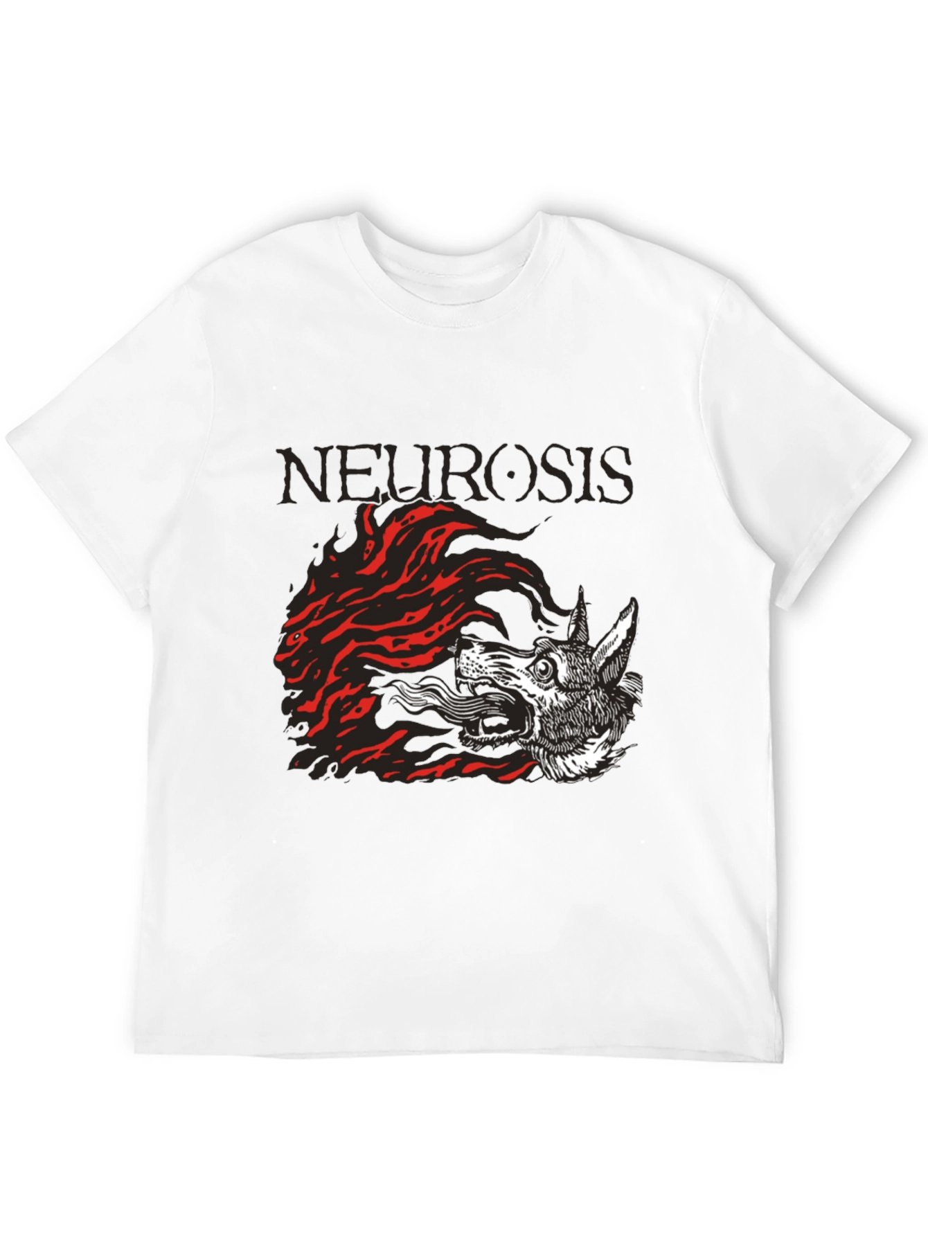 Camiseta Negra Neurosis Lobo Fuego Unisex