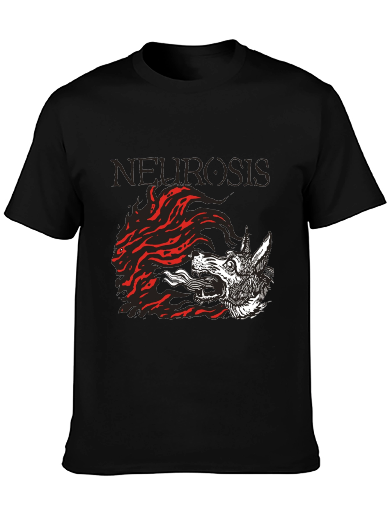 Camiseta Negra Neurosis Lobo Fuego Unisex