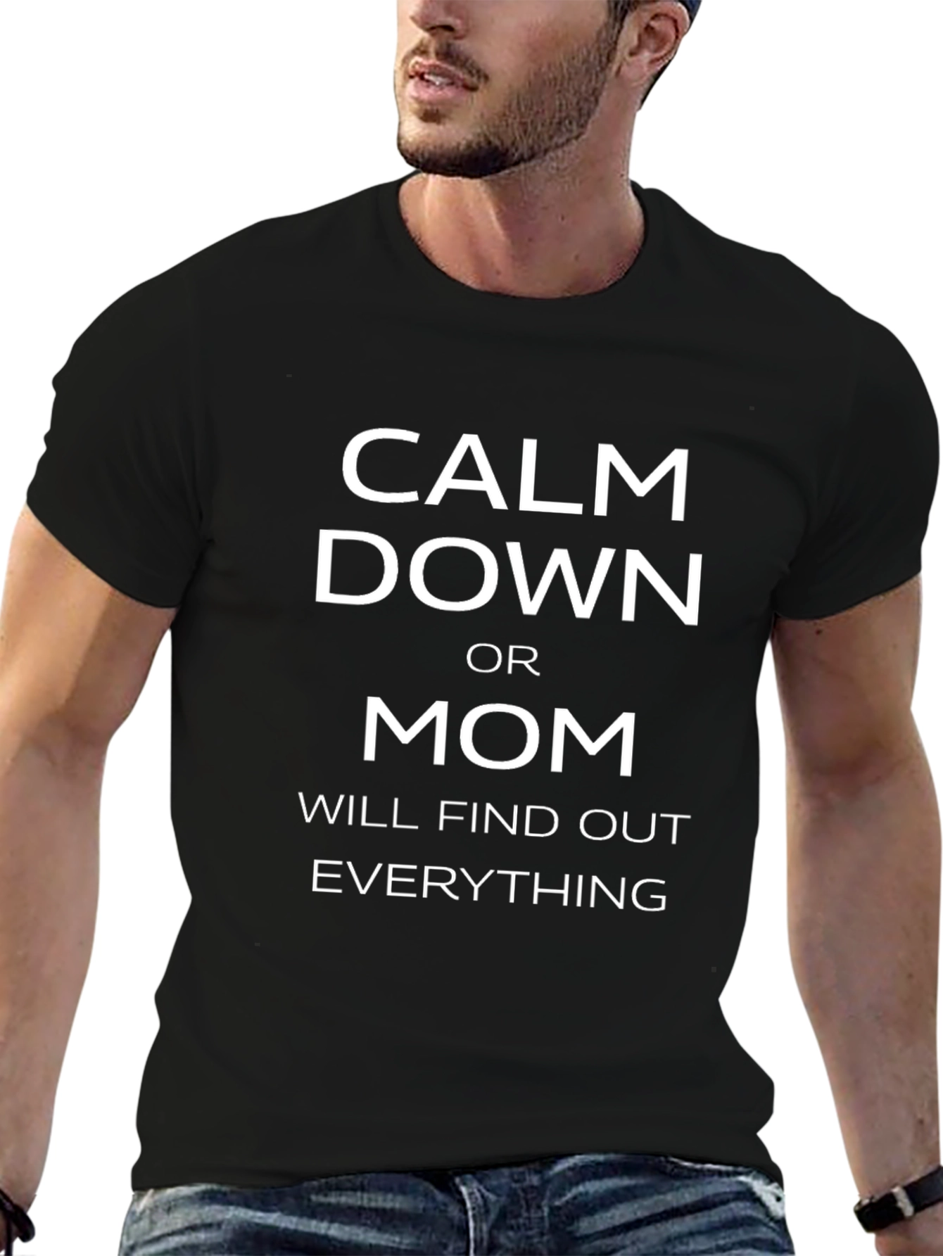 Camiseta Negra: Calma o Mamá Se Enterará