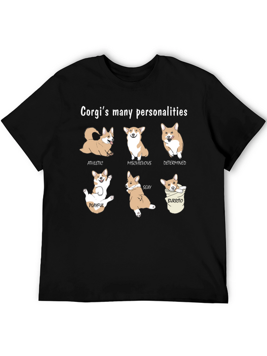 Camiseta Negra Corgis Many Personalities