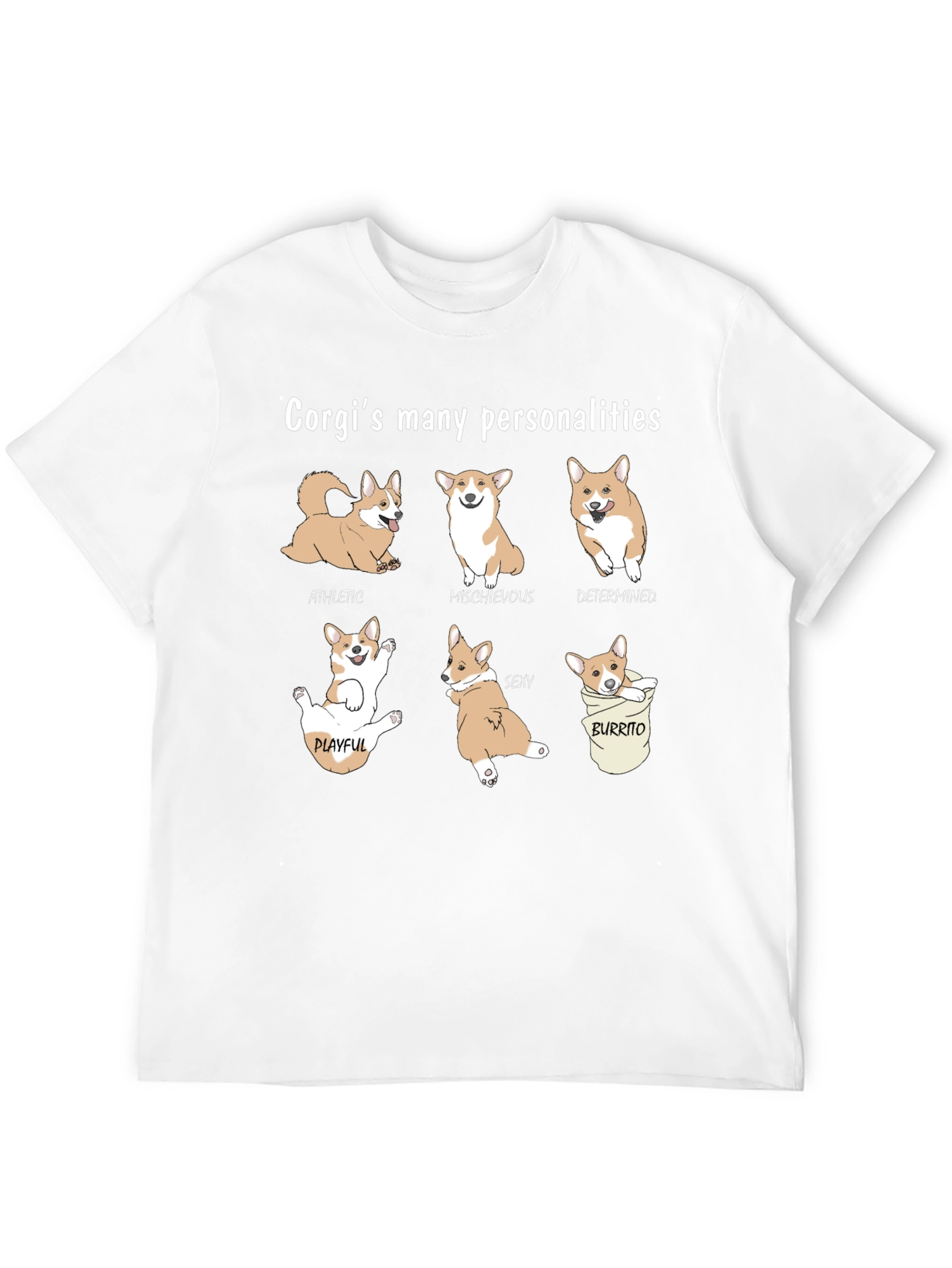 Camiseta Negra Corgis Many Personalities