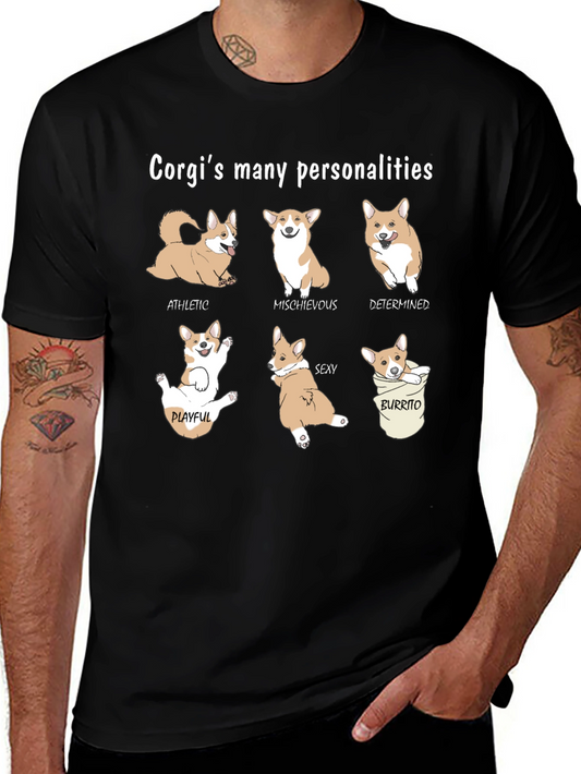 Camiseta Negra Corgis Many Personalities