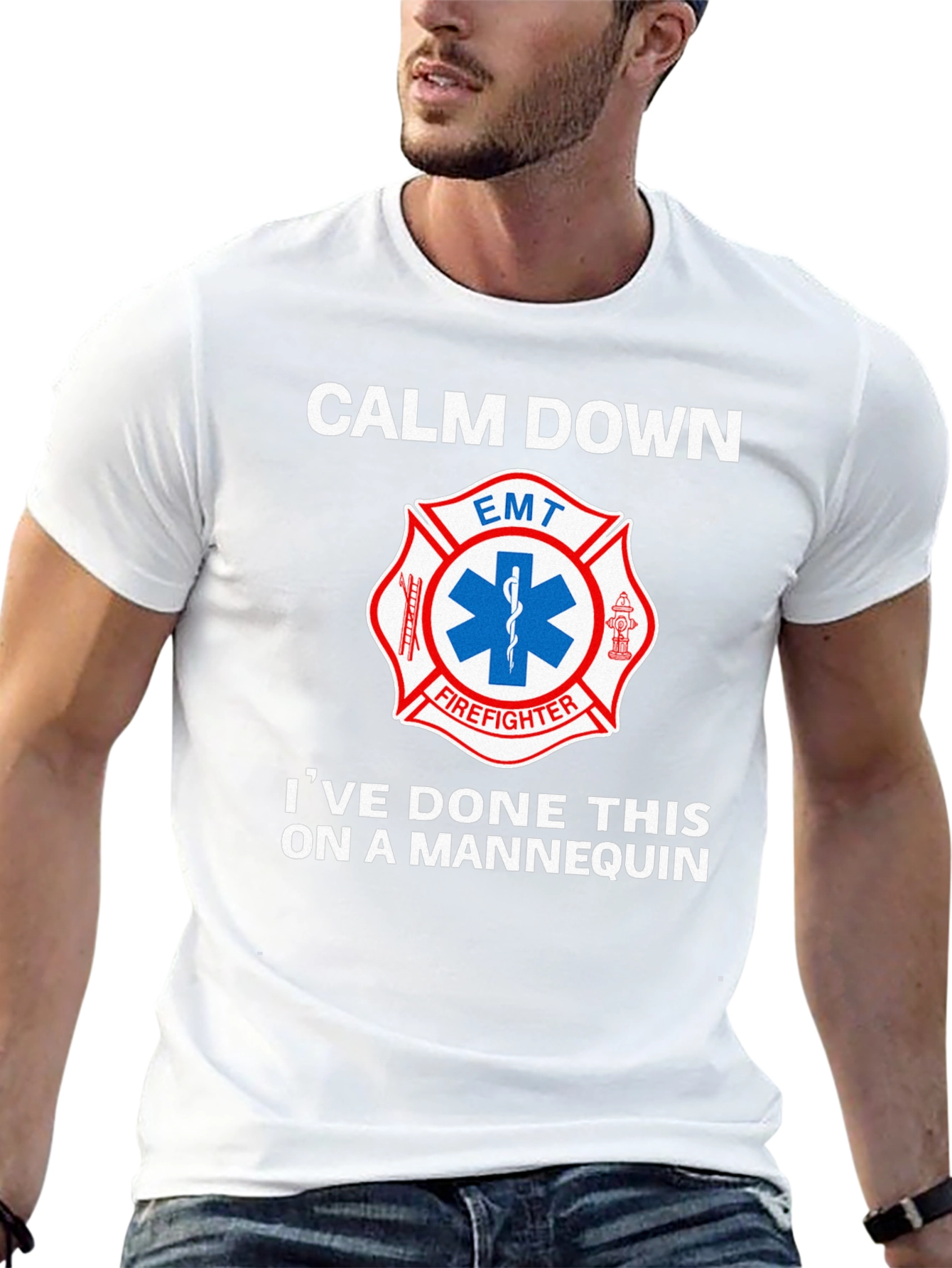 Camiseta EMT Bombero: Calm Down Maniquí