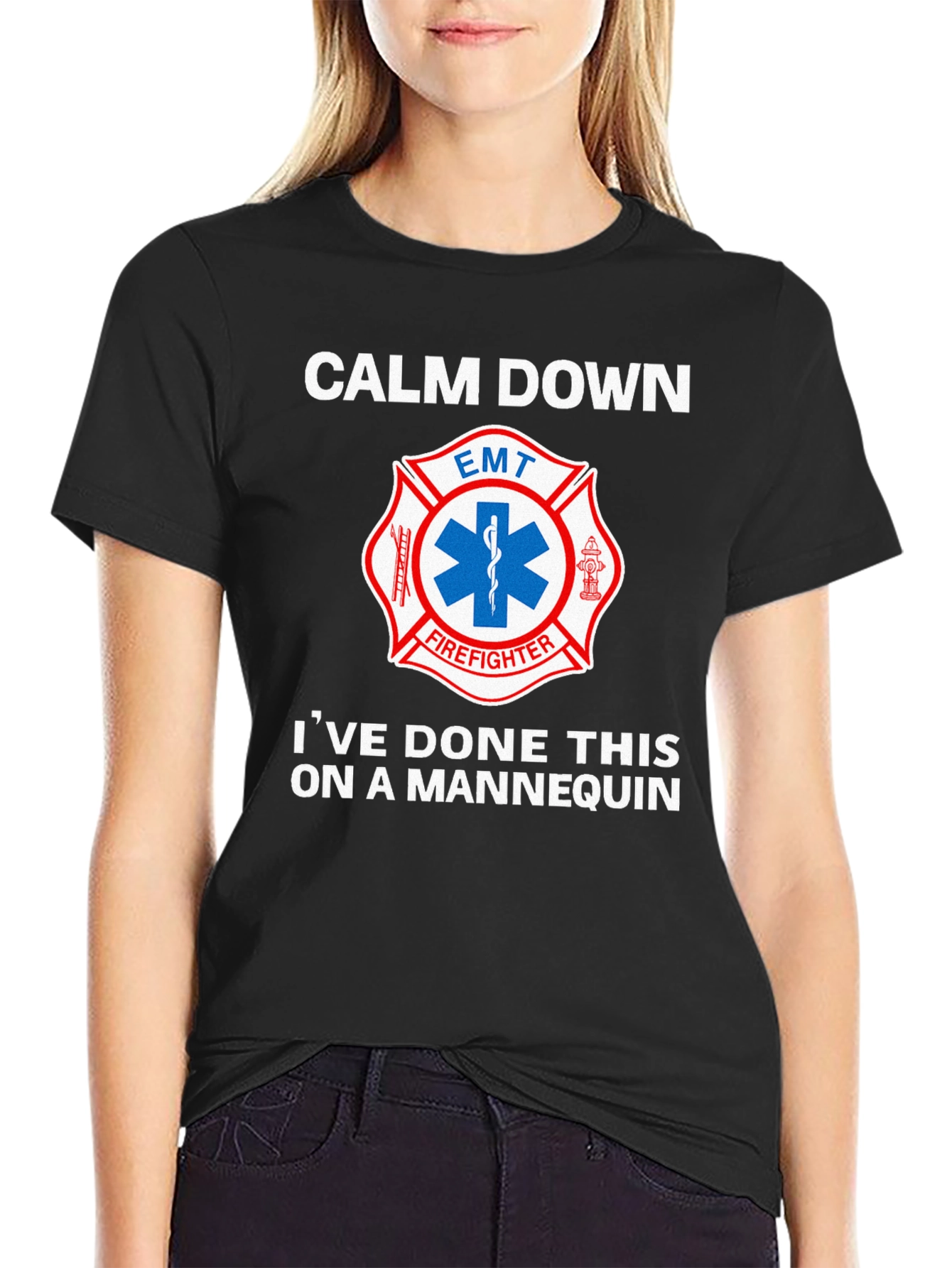 Camiseta EMT Bombero: Calm Down Maniquí