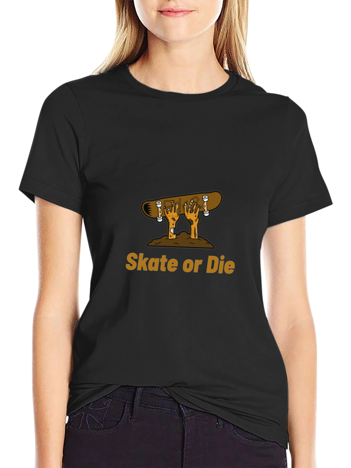 Camiseta Negra con Diseño de Skate o Muerte