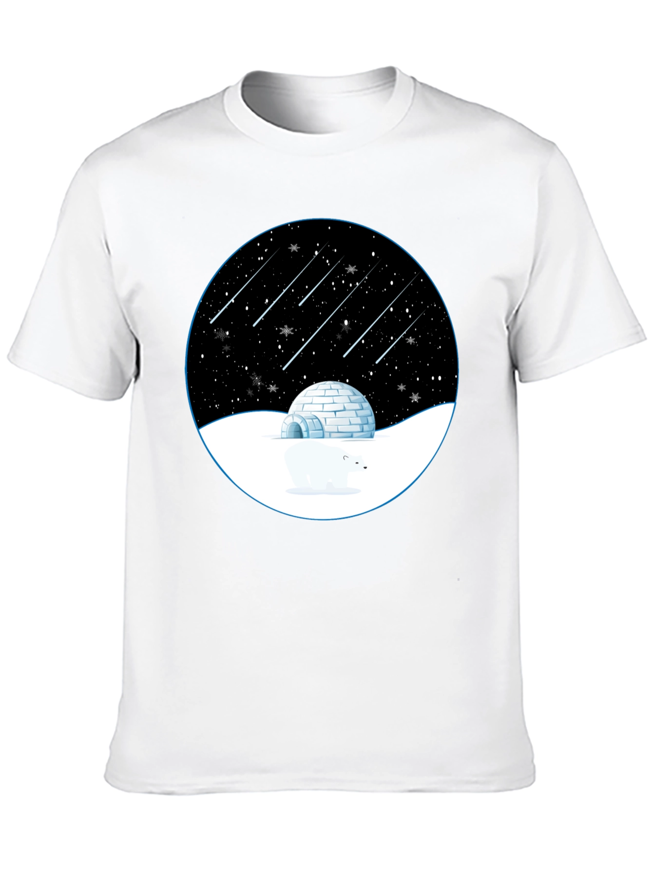 Camiseta Negra con Diseño de Invierno Estrellado