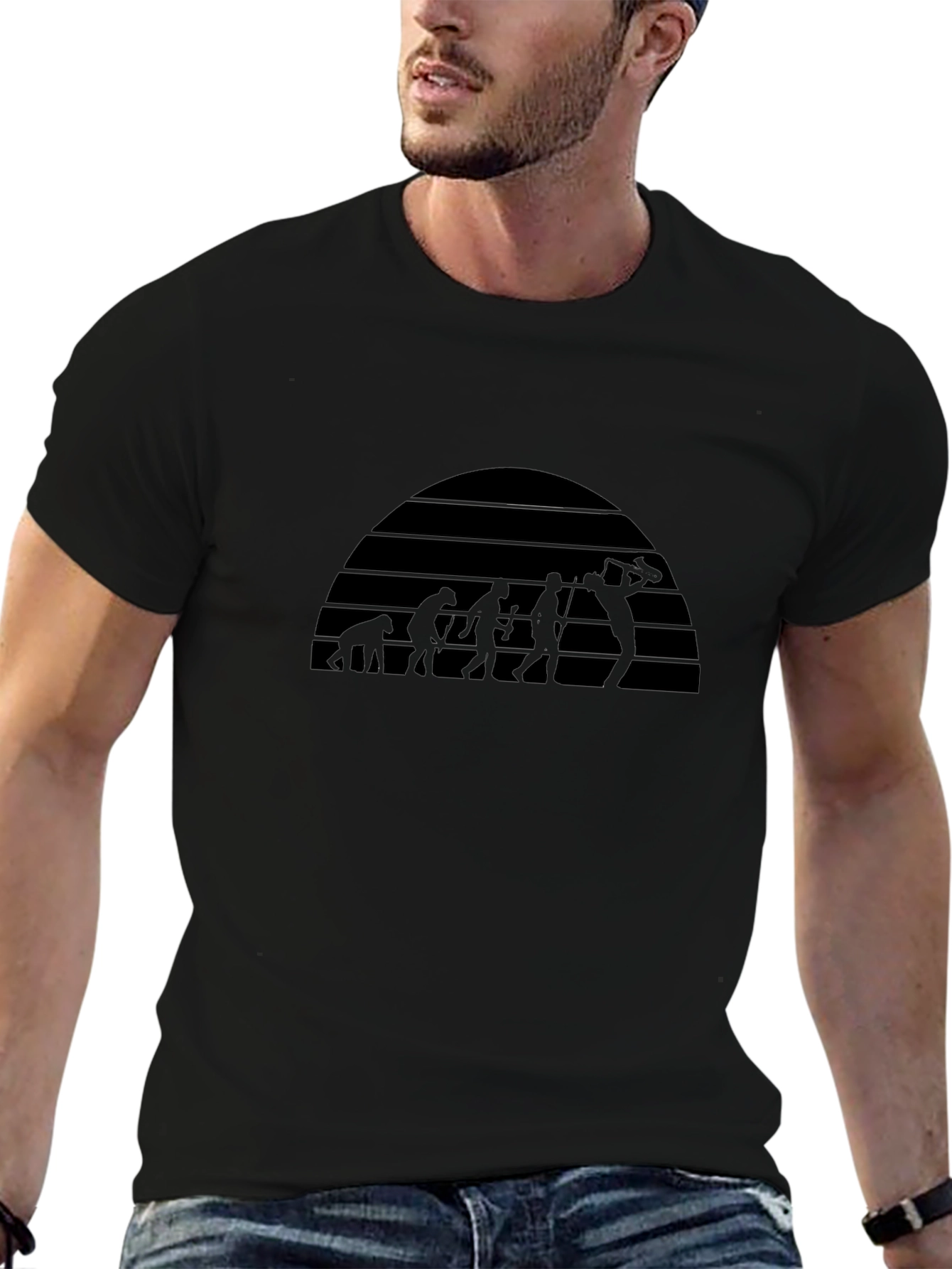 Camiseta Negra Evolución Hombre Sonido