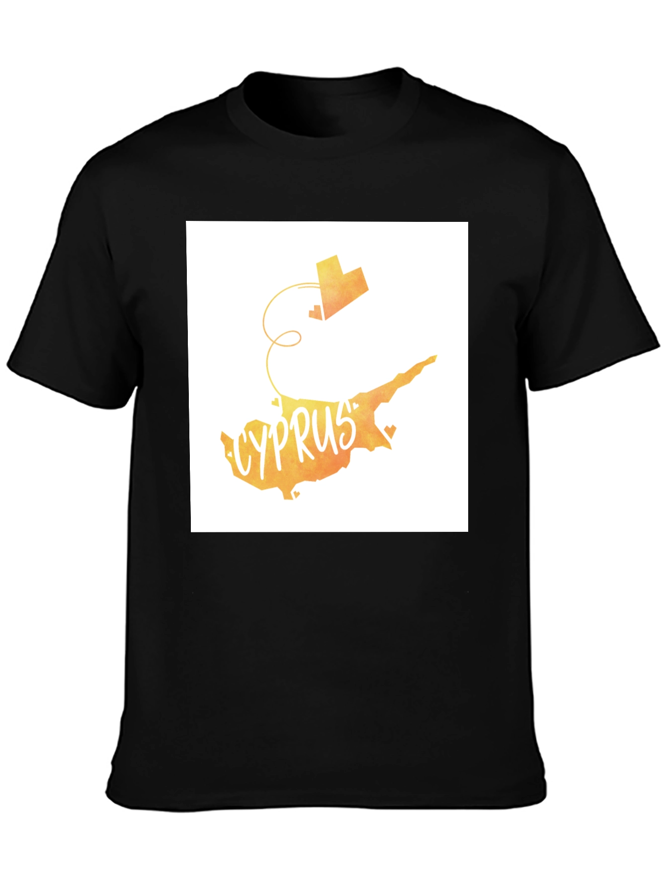 Camiseta Negra con Diseño Chipre Corazón