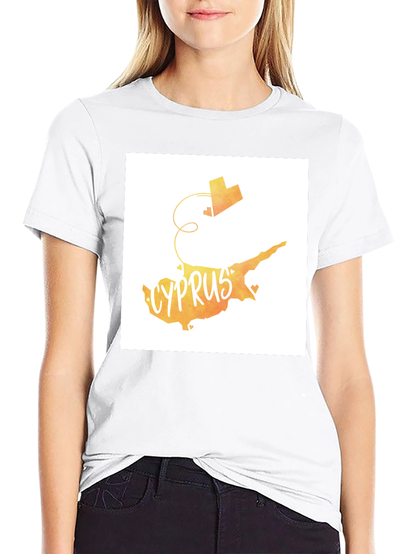 Camiseta Negra con Diseño Chipre Corazón