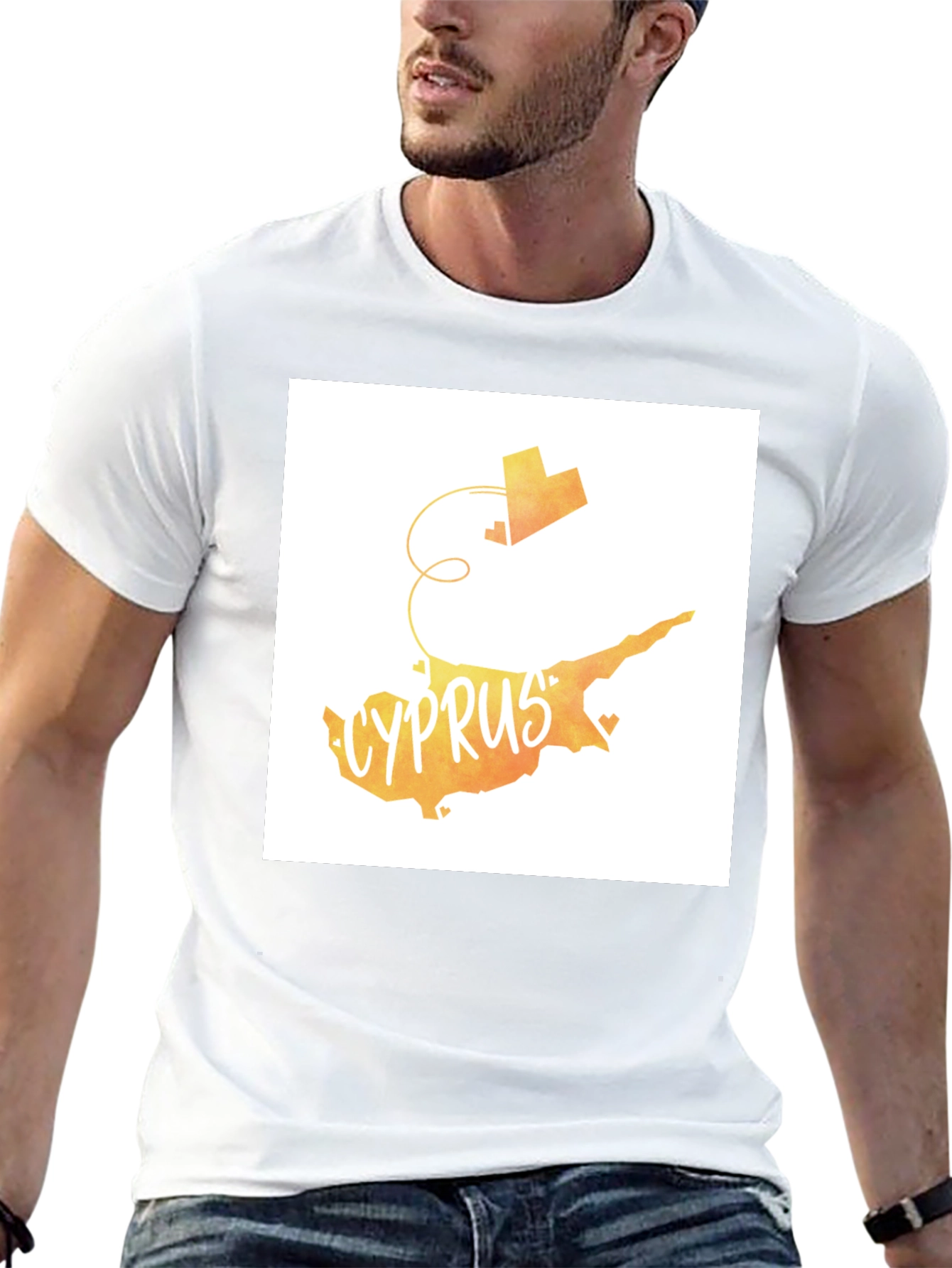 Camiseta Negra con Diseño Chipre Corazón