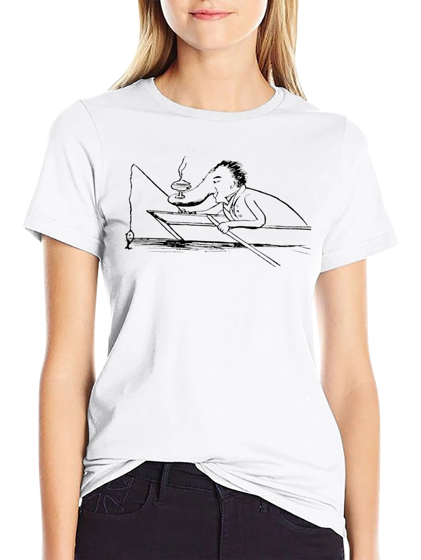 Camiseta Negra Hombre - Diseño Peculiar de Pesca