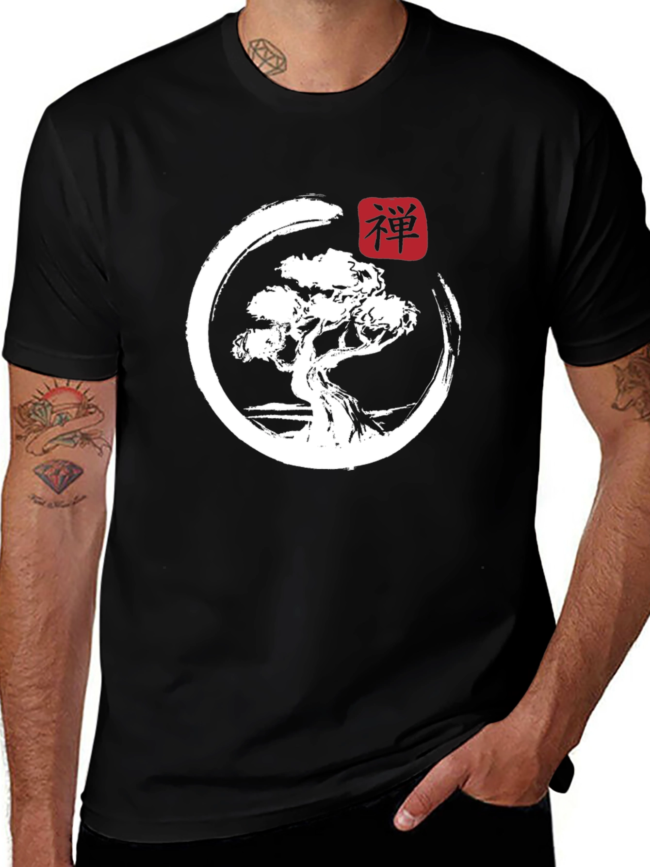 Camiseta Hombre Zen Bonsái Diseño Japonés