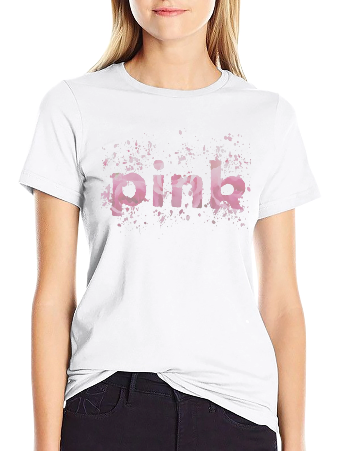 Camiseta Negra Estampada Pink Floral