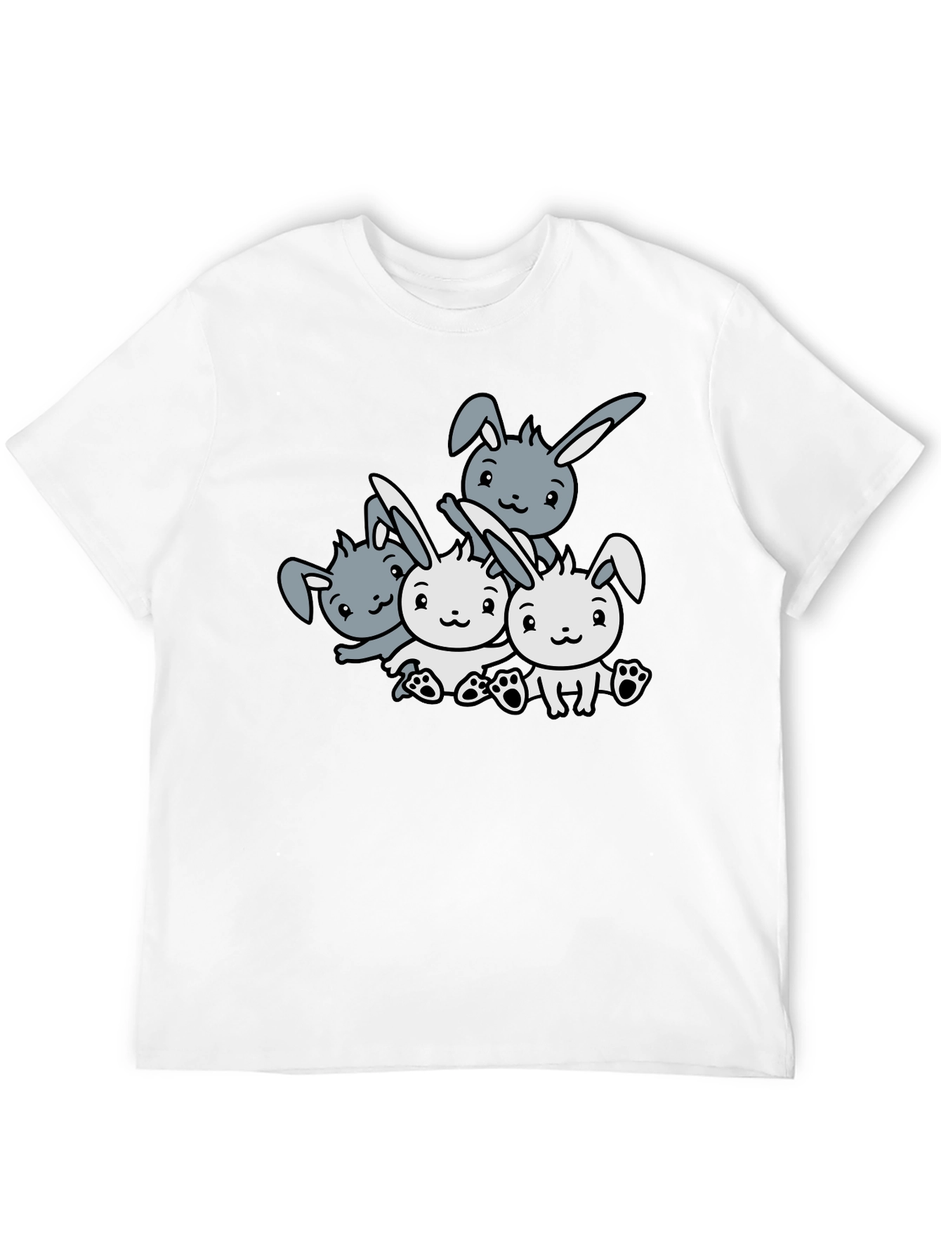 Camiseta Negra con Diseño de Conejitos Adorables