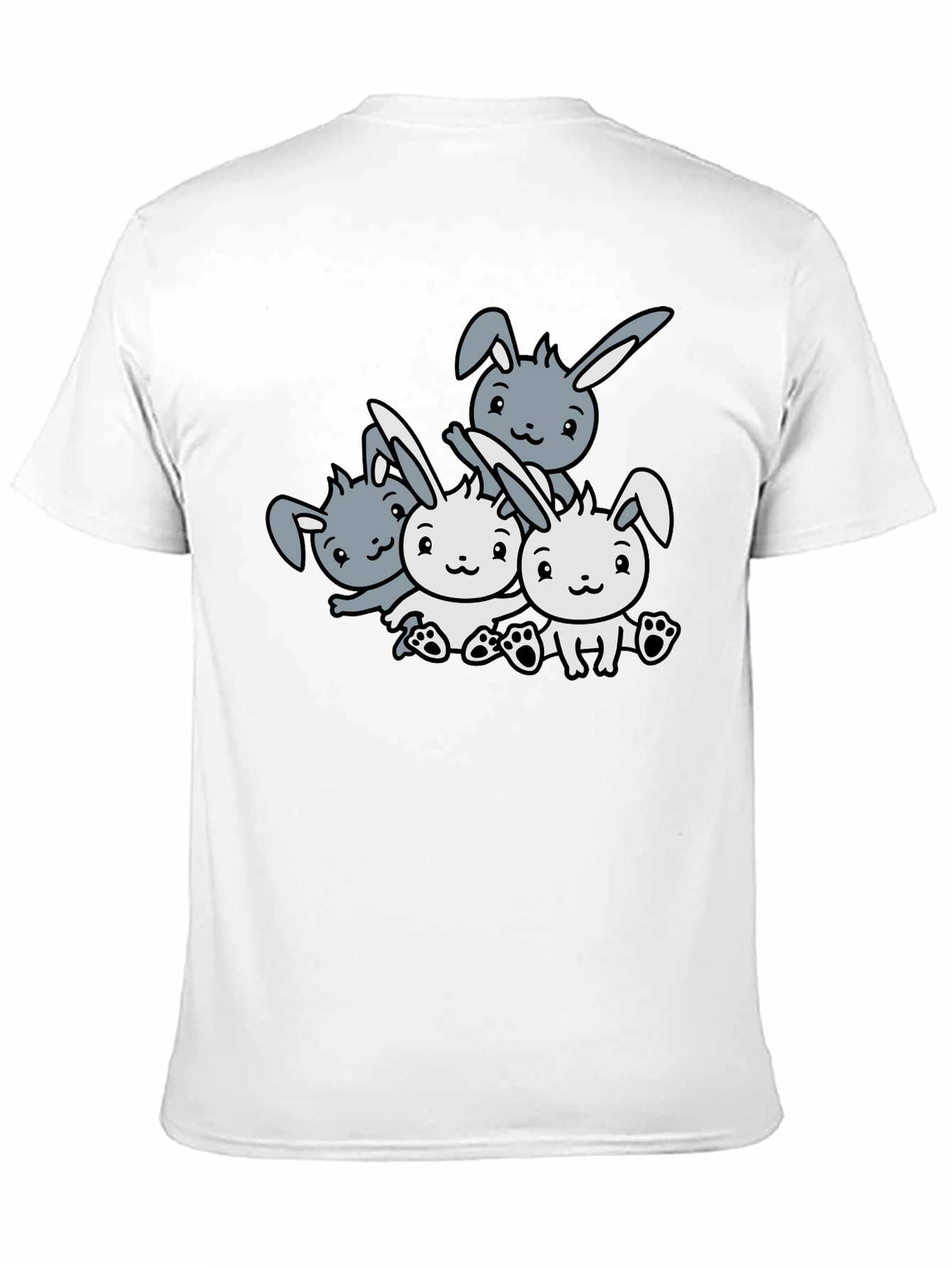 Camiseta Negra con Diseño de Conejitos Adorables