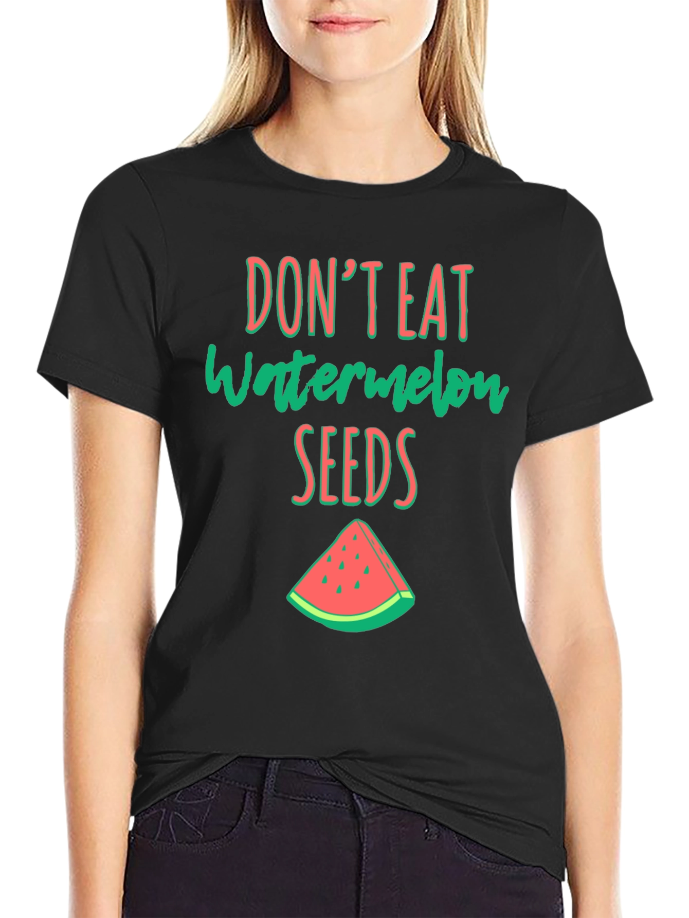 Camiseta Negra con Estampado de Sandia