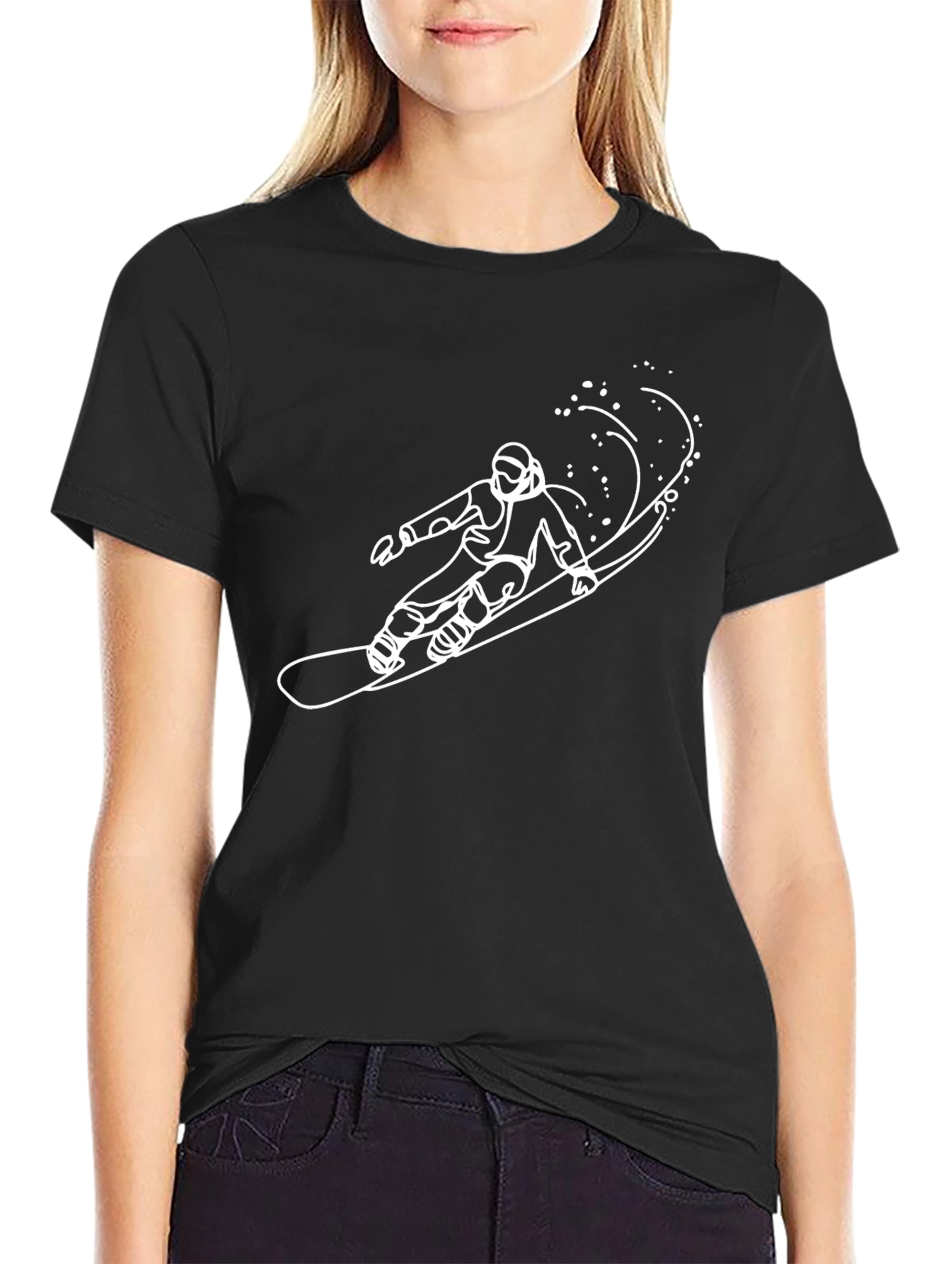 Camiseta Negra con Diseño de Snowboard